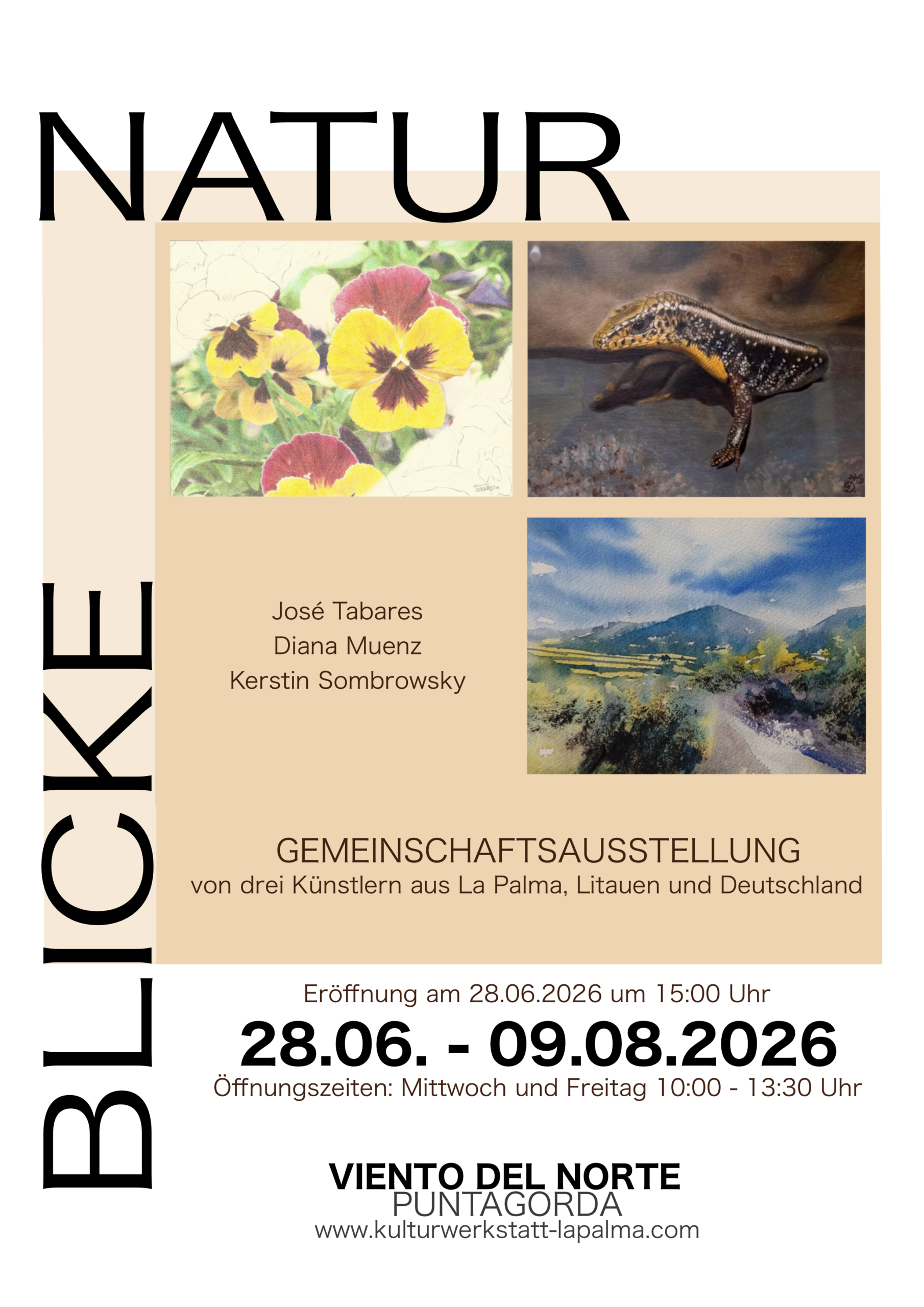 🖼️ NATUR BLICKE – Gemeinschaftsausstellung von drei Künstlern aus La Palma, Litauen und Deutschland